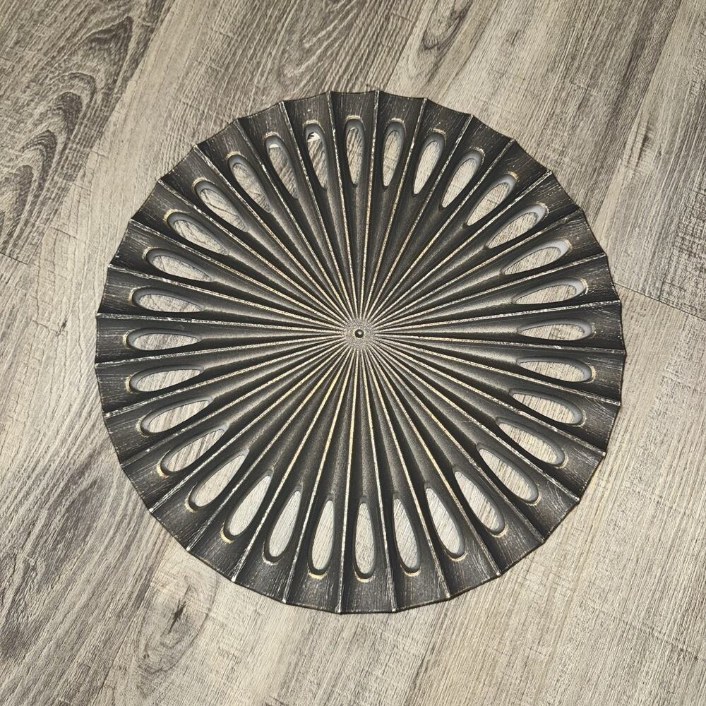 Hobby Lobby Black Gold Round Wall Decor Sunburst Geometric 12” Modern Boho